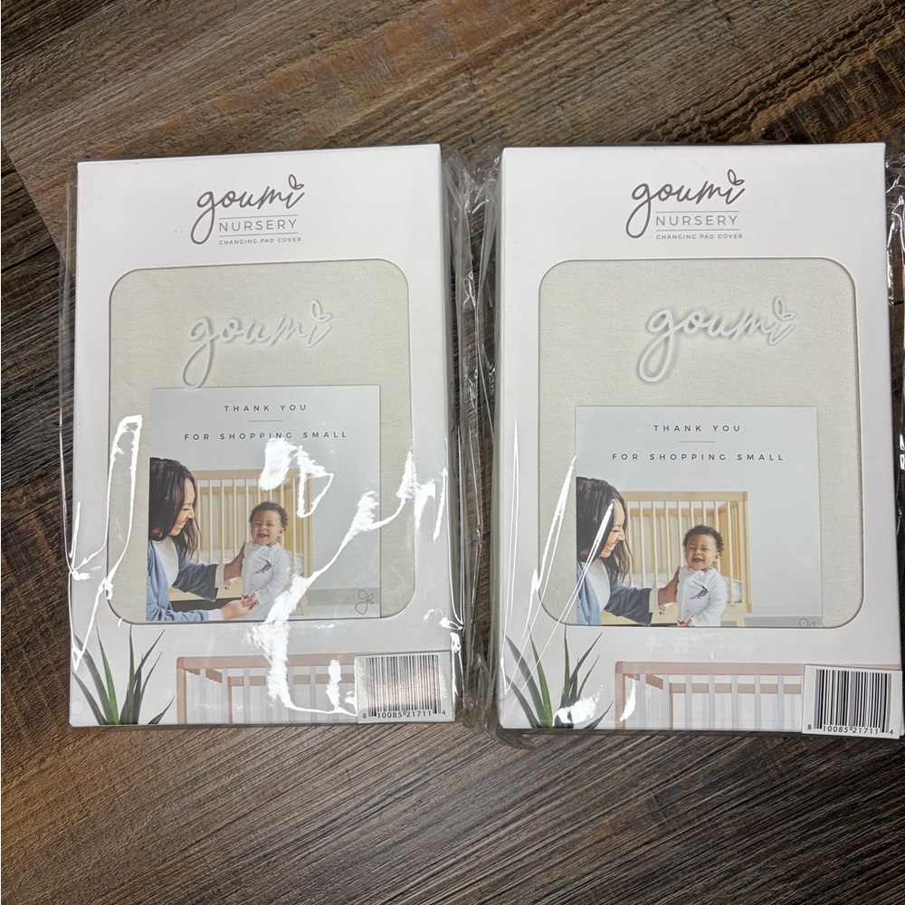Goumi Nursery‎ Changing Pad Covers Soft Bamboo Organic Cotton Set of 2 Beige New